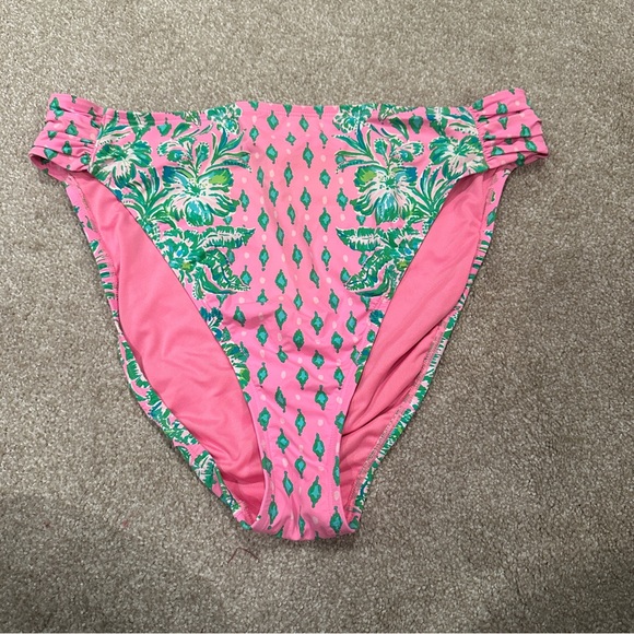 HIGH WAISTED CLANCY BIKINI BOTTOM - PINK SHANDY OH DIAMOND GIRL ENGINEERED - Picture 4 of 8